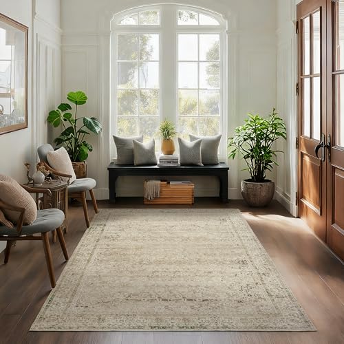3x5 Small Entryway Area Rug Indoor for Front Door Entry Way,Washable Non Slip Ultra Thin Modern Farmhouse Neutral Boho Door Mat Entrance,Tan Brown and Cream Beige - color: Cream&light Tan, size: 3' x 5' (Rectangular)