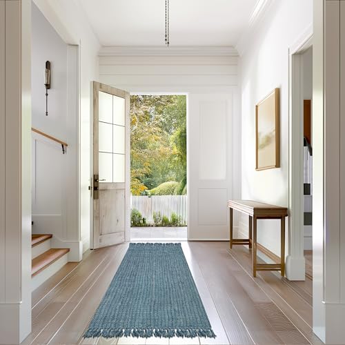 Nuloom Daniela Blue, 6' x 9', Handmade, Jute, Tassel, Soft and Textured, High Traffic, Stain Resistant, Easy Clean, Durable Area Rug for Bedroom, Living Room, Dining Space, Foyer, Entryway - color: Blue, size: 6' x 9' (Rectangular)