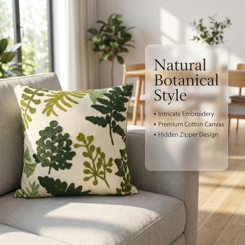 YIcabinet Pack of 2 Throw Pillow Covers,Embroidered Tree Pattern Pillow Case Soft Square Decorative Pillowcases for Home Sofa Couch 18x18 Inch - color: White31