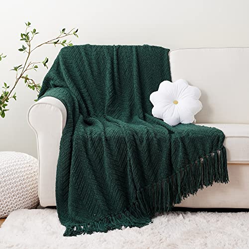 BATTILO HOME Forest Green Throw Blanket Couch,Knit Christmas Throw Blanket Versatile Chair,Super Soft Warm Christmas Decor Throw Tassels Bed,Sofa and Living Room,50'' x 60'' - color: Christmas Green, size: 50"x60"