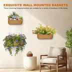 Wall Baskets Set of 2, Hanging Wicker Basket for Bathroom, Kitchen, Pantry, Living Room, 13.78"L× 5.71"W× 6.10"H and 10.83"L × 4.84" W× 4.92"L, Yellow - color: Yellow, size: S+M