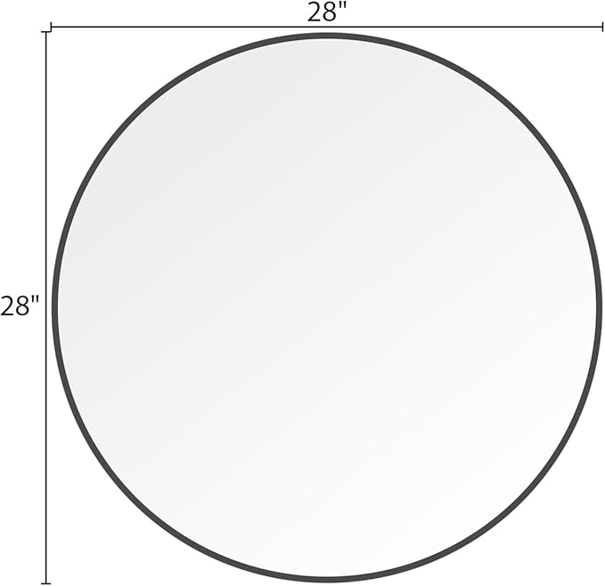 WallBeyond Round Wall Mirror 28 inch Black Large Circle Mirror for Bathroom with Metal Framed, Round Black Mirror for Wall Decor, Vanity, Entryway Living Room