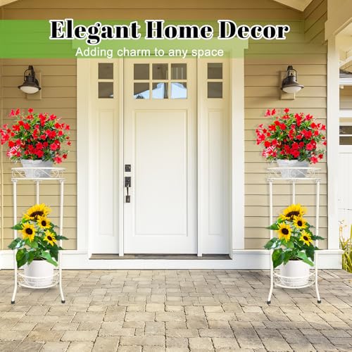 Plant Stand 2 Tier Indoor Metal Flower Shelf for Multiple Plants Corner Tall Flower Holders for Patio Garden Living Room Balcony Bedroom (White U-shaped) - color: White U-shaped