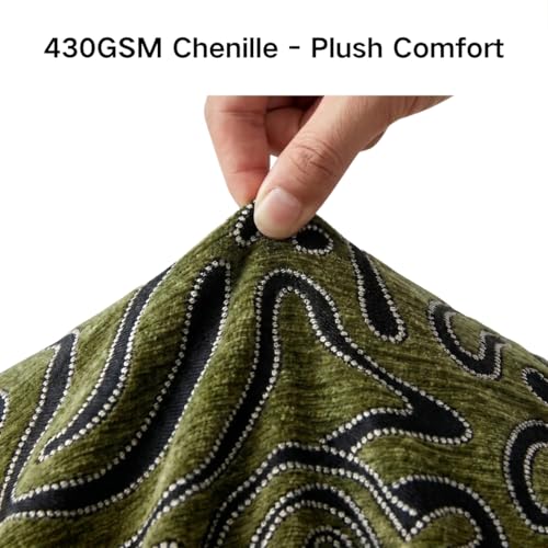 Mantle & Mason Throw Pillow Covers 18x18 Chenille Pillow Covers Set of 2, Olive Green Modern Abstract Luxury Textured Decorative Pillow Cover for Couch Sofa Bed Living Room - color: Artflow Forest Green, size: 18" x 18" (Pack of 2)