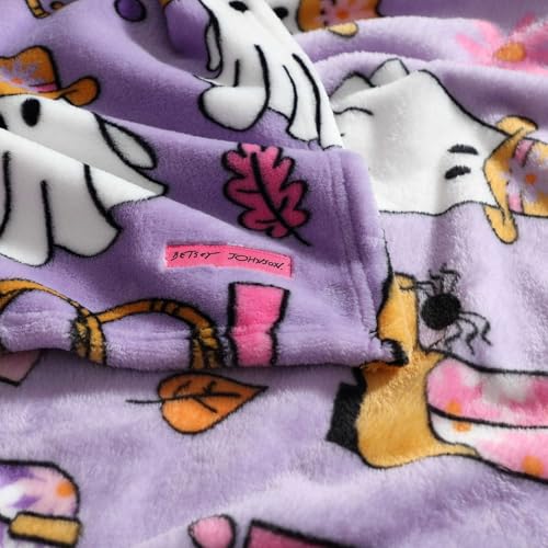 Betsey Johnson - Blanket, Buttery-Soft Throw Blanket for Couch or Bed, Boldly Plush & Oversized Bedding (Howdy Ghouls Purple, 50" x 70") - color: Howdy Ghouls Purple