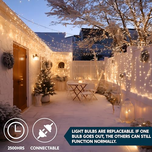 Joiedomi Christmas String Lights Indoor,300(3x100) Mini Warm Fairy Light,64.5FT Lighting Decor for Patio Dorm Classroom Bedroom Holiday Wedding Party Garland Birthday Festival,White Wire - color: White, size: 3×100ct
