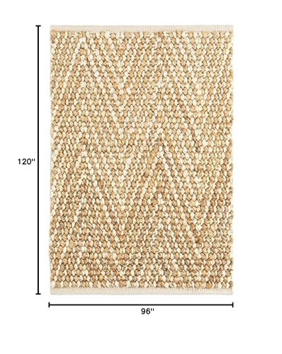 Dash and Albert Meghan Ivory/Natural Handwoven Jute Rug, 7.5 X 9.5 Feet, Neutral Geometric Pattern - Premium Luxury Hotel Quality Soft Breathable Hypoallergenic Machine Washable Easy Care All Season - color: Meghan Ivory/Natural, size: 7'6" x 9'6" (Rectan