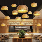 Bamboo Art Pendant Light Woven Oval LampShade Modern Hanging Natural Wicker Pendant Lamp Lighting Asian Style Restaurant Pendant Light Fixtures for Kitchen Island,Cafe,Teahouse,Bar - size: 45cm*22cm
