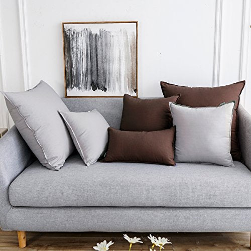 Jeanerlor Solid Cotton Linen Decoration Toss Throw Pillow Sham Cushion Case Special Pillow Cover Delicate Decorative Pillowcase for Bed/Chair/Couch, 18"x18"(45 x 45cm),2 Packs, Brown - color: Brown, size: 18" x 18" (Pack of 2)