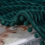 DISSA Fleece Blanket Queen Size – 71x80, Green - Soft, Plush, Fluffy, Fuzzy, Warm, Cozy – Perfect Throw for Couch, Bed, Sofa - with Pompom Fringe - Flannel Blanket - color: Green, size: 71x80"