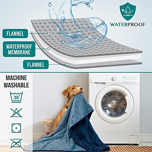 PetAmi Waterproof Dog Blanket, Leakproof Puppy Blanket for Small Medium Dogs, Furniture Sofa Couch Cover Protector, Fleece Pet Throw Indoor Cat Kitten, Reversible Washable Soft Plush, 29x40 Navy Blue - color: Navy/Blue, size: Medium (29x40)