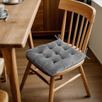 ELFJOY 4 Pack Chair Cushions for Dining Chairs Chair Pads Cushion for Kitchen Office Tufted Square Seat Cushion with Ties (16" Grey Velvet) - color: Grey