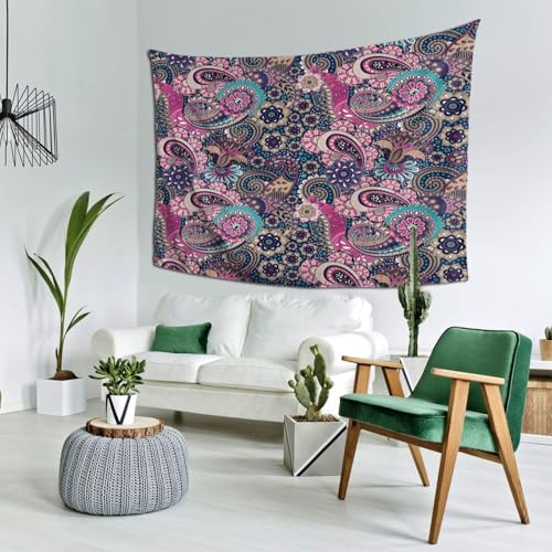 RTAFGU Perris Tapestry, Vintage Paisley Floral Pattern, Bohemian Ethnic Accent Aesthetic Wall Hanging Tapestries for Living Room, Bedroom, Dorm Party Home Decoration 91" L x 71" W - color: Perris_2804, size: 91"L x 71"W