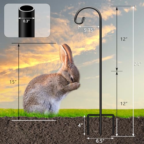 Gtongoko 24 Inch Shepherd Hooks for Outdoor 4 Pack,Garden Hooks for Hanging Plants, Lanterns, Solar Lights, Mason Jars & Wedding Decor, Matte Black Decorative Shepherd’s Hooks - size: 24 Inch, style: 4 Pack