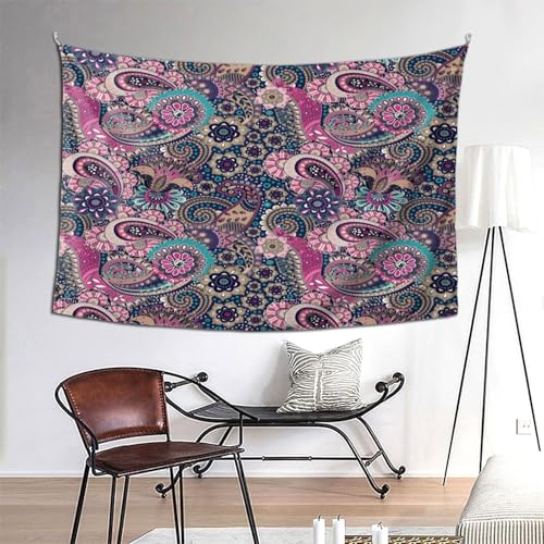 RTAFGU Perris Tapestry, Vintage Paisley Floral Pattern, Bohemian Ethnic Accent Aesthetic Wall Hanging Tapestries for Living Room, Bedroom, Dorm Party Home Decoration 91" L x 71" W - color: Perris_2804, size: 91"L x 71"W