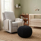 BIRDROCK HOME Round Pouf Ottoman Foot Rest - 18.5”x18.5”x15” Boho Compact Comfortable Soft Cotton Braided Foot Stool with Bean Bag Filling for Living Room, Bedroom, or Nursery (Charcoal Gray) - color: Charcoal Gray