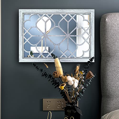 Wocred Set of 2 Rectangular Wall Mirror,Gorgeous Rustic Farmhouse Accent Mirror,Rustic White Color Entry Mirror for Bathroom Renovation,Bedrooms,Living Rooms and More(11”x15”) - color: Rustic White, size: 11x15 inch - 2 PCS