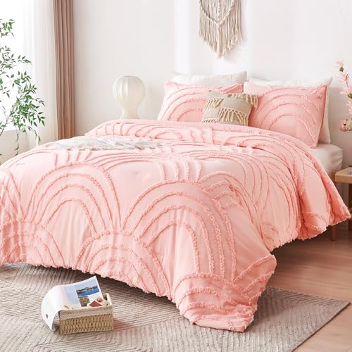 ENJOHOS Pink Twin/Twin XL Comforter Bedding Set for College Girls - Tufted Extra Long Twin Comforter with Rainbow Design, Cute Dorm Bedding for All Season, Lightweight Fluffy Bed Set - color: Pink Comforter, size: Twin/Twin XL