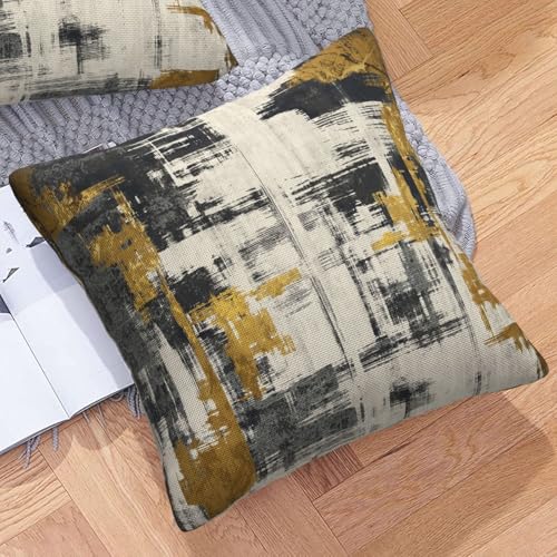 Black Gold Painting Throw Pillow Covers 20x20 Inch Set of 2, Modern Abstract Oil Painting Pillow Cover Abstract Art Painting Doodles Cushion Covers for Sofa Couch Bed Living Room - color: Black Gold, size: 20" x 20" (Pack of 2)