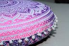 ICC Floor Pillows & Cushion Covers, Decorative Hippie Mandala Pouf Pillow Cover Bohemian Seating Meditation Cushion Cover, Large Boho Ottoman Case Pillowcase for Couch Pink Ombre, 32" Round - size: 32" x 32" (Pack of 1), style: Pink Ombre