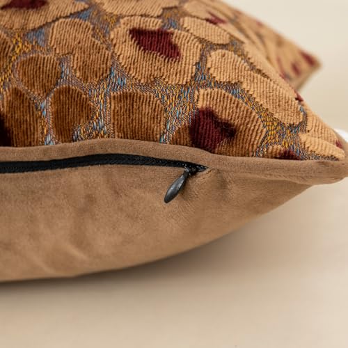 Alerfa Brown Floral Throw Pillow Cover 12 x 20 Inch Cut Velvet Rectange Luxury Decorative Lumbar Pillow Cover for Couch Living Room Bedroom - color: Brown, size: 20" x 12" (Pack of 1)