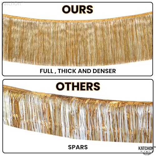 KatchOn, Large Champagne Gold Fringe Garland - 6.5 Feet, Pack of 2 | Foil Fringe Banner for 50th Birthday Decorations | Gold Streamers for Casino, Bachelorette, Graduation Decorations 2026 - color: Champaigne Gold