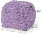Foamma Pouf Ottoman 20" 20"x14", Lavender - Square Ottoman Foot Rest for Living Room and Bedroom, Spongy Pouf Footstool with Microfiber Chenille Cover, Foot Rest for Couch with Removable Cover - color: Lavender