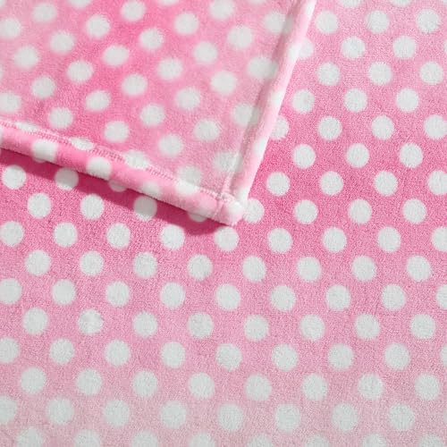 Betsey Johnson - Plush Throw Blanket for Couch or Bed, Soft Reversible Western Fleece Throw, Cozy Printed Soft Blanket, Ombre Dots Pink, 50" x 70" - color: Ombre Dots Pink