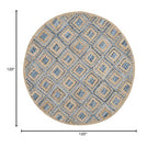 SAFAVIEH Cape Cod Collection Area Rug - 10' Round, Natural & Blue, Handmade Flat Weave Diamond Braided Jute & Denim, Ideal for High Traffic Areas in Living Room, Bedroom (CAP354A) - color: Natural/Blue, size: 10' (Round)