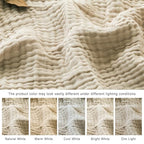 EMME Cotton Throw Blanket for Couch Soft Muslin Blankets 50"x60" Lightweight Breathable Blanket Beige All Season Gauze Blanket - color: 02 - Beige, size: Throw (50" x 60")