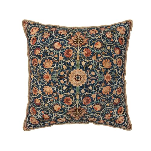 Floral Vintage Velvet Pillow Covers 16x16 In Orange Bohemian Tapestry Art Deco Throw Pillows for Couch Soft Durable Cushion Covers Pillowcase Antique Boho Flower Pillow Cases for Sofa Bed Living Room - color: Vintage Floral, size: 16" x 16" (Pack of 1)