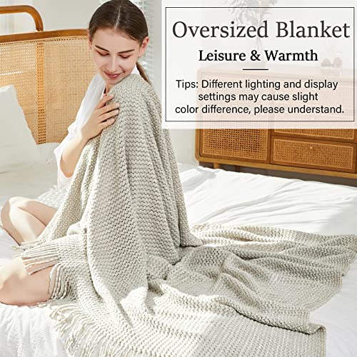 Blagic Grey and White Knit Throw Blanket with Tassel| Home Decor Blanket| Holiday Throw| Wrap Shawl Scarf, Lightweight Soft Cozy Warm Fluffy, Wheat Textured, 50" W x 60" L - color: F-grey & White, size: 50 × 60 in