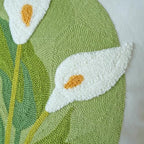 vctops Farmhouse Calla Lily Cotton Tufted Throw Pillow Cover Spring Floral Embroidery Pillowcase Soft Square Cushion Case for Sofa Couch Bed Chair (White C,18"x18") - color: White C