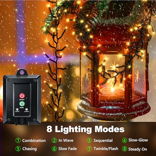 200 LED Solar String Lights for Outside, 20FT Warm White Firecracker Twinkle Lights with 8 Lighting Modes, Waterproof Solar Cluster Fairy Lights for Tree Party Home Patio Garden Christmas Decor - color: Warm White, size: 200LED*1pc-solar