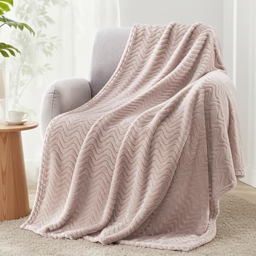 Exclusivo Mezcla Fleece Throw Blanket for Couch, Lightweight Jacquard Bed Blanket for Spring Summer, Soft Cozy Breathable Throws, Camel, 50x70 Inches - color: Camel, size: Throw ( 50x70 IN )