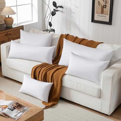 basic home Hotel-Style Goose Feather Body Pillow Insert for Sofa & Bed - 100% Odorless & Plump Cushion Filler - 233TC Cotton with Inner Liner to Prevent Poking (14x36 Inch) - size: 14x36