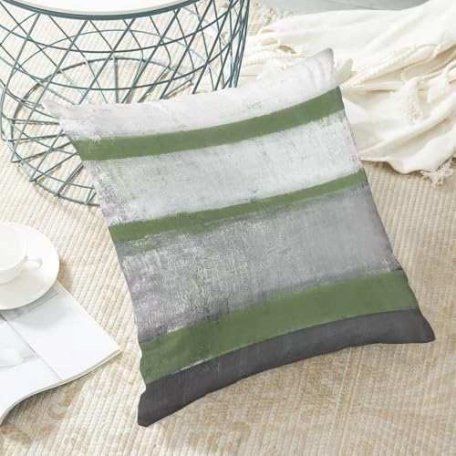 AEIOAE Sage Green Grey Pillow Covers 18x18 Set of 2 Beige Abstract Art Painting Striped Decorative Throw Pillow Covers Cotton Square Modern Cushion Case for Home Couch Sofa Outdoor - color: Sage Green, size: 18" x 18" (Pack of 1)
