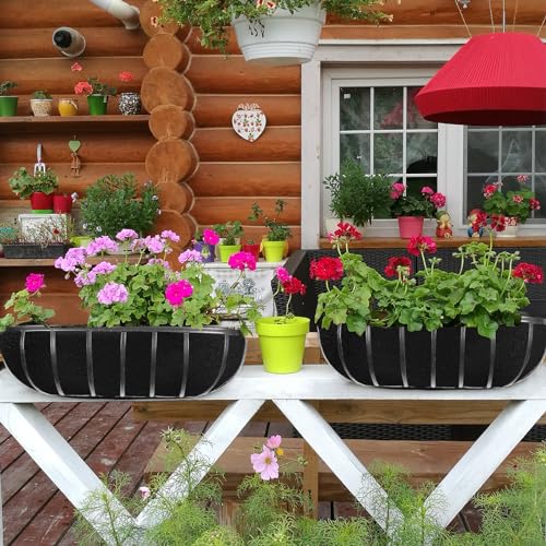 3PCS 36 Inch Planter Basket Liners Fabric Window Box Liners Felt Trough Planter Liner Replacement Black Flower Basket Liner Non-Woven Hanging Plant Liner for Planters Garden Fence - Avoid Bird Nesting - size: 3PCS 36 Inch