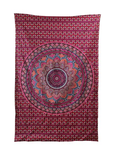 Popular Handicrafts Mandala Hippie Psychedelic Ombre Tapestry Wall Hanging - Indian Maditation Gypsy Bohemian Hippy Dorm Room Decor Purple Wine 82x54 Inch - color: Purple Wine, size: 82"L x 54"W