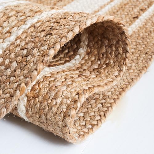 SAFAVIEH Natural Fiber Collection Area Rug - 4' x 6' Oval, Natural & Ivory, Flat Weave Farmhouse Border Jute Design, Ideal for High Traffic Areas in Living Room, Bedroom (NF812A) - size: 4' x 6' (Oval)