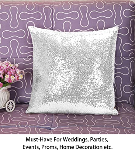 ShinyBeauty Sequin Silver Lumbar Pillow Cover 12x12 Inch - Glitter Sparkly Decorative Throw Pillow Cover for Sofa, Bed, Chair - Glitter Small Cushion Pillow Cases for Home Decor - color: Silver, size: 12" x 12" (Pack of 1)