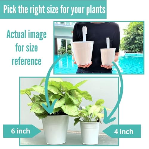 LaLaGreen Hanging Planters - 10 Pack, 4 Inch Balcony Railing Hanging Herb Garden Wall White Metal Bucket Fence Planter for Outdoor Plants Flower Pot Deck Rail Porch Window Box Hooks Macetas Colgante - size: 4 Inch (White)