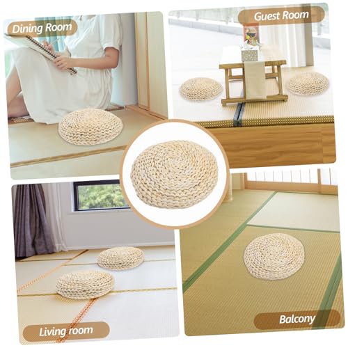 SOLUSTRE Natural Cotton Filling Meditation Cushion Yoga Mat Straw Braid Seat Pad Boho Pillow Decorative Cushion
