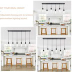 6-Lights Pendant Light Fixtures Ceiling, Modern Black Adjustable Hanging Lamp with Clear Glass Shades, Dining Room Kitchen Island Lighting E26 Bulb Base - color: Black, size: 6-Light
