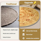 Carvapet Faux Jute Round Rug 8ft – Pizza-Like Pattern Design Washable Low Pile Area Rug with Non-Slip Rubber Backing, Soft Circle Carpet for Living Room Bedroom Nursery Bathroom - color: S-brown, size: 8' (Round)