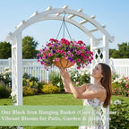EIMQUVW Outdoor Metal Hanging Planters Basket (4pack, 8 inch) Hanging Baskets for Plants Chain Round Wire Plant Holder with Coco Fiber Liners for Garden, Patio, Deck, Porch - size: 8 Inch