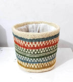 Jute Planter Basket Modern Woven Basket for 5" Flower Pot Floor Indoor Planters, 6” x 6” Storage Organizer Basket Rustic Home Decor, Boho Storage Earth-Friendly Planter (6x6 Inches, Multi 1)