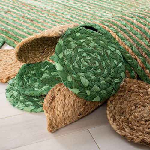 SAFAVIEH Cape Cod Collection 2' 3" x 8' Green / Natural CAP201Y Handmade Boho Braided Jute & Cotton Entryway Foyer Living Room Bedroom Kitchen Runner Rug - color: Green/Natural, size: 2'3" x 8' (Runner)