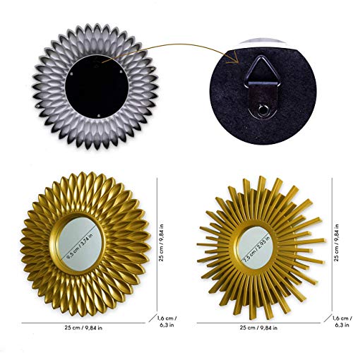 BONNYCO Gold Mirrors for Wall Pack of 3, Round Wall Mirrors Bedroom Room and Home Decor. Espejos Decorativos de Pared Sala Dormitorio, Modern Minimalist Decor Vintage, Chic. Gifts for Women, Mums - color: Gold