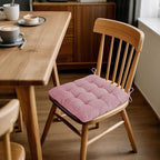 ELFJOY 4 Pack Chair Cushions for Dining Chairs Chair Pads Cushion for Kitchen Office Tufted Textured Square Seat Cushion with Ties (16" Light Pink) - color: Light Pink